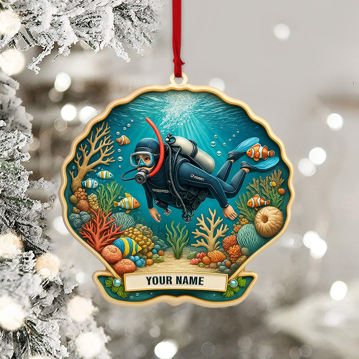 Blisscorners Diving Home Decor, Christmas Ornament, Personalized Ornament 82D Flat LM2111