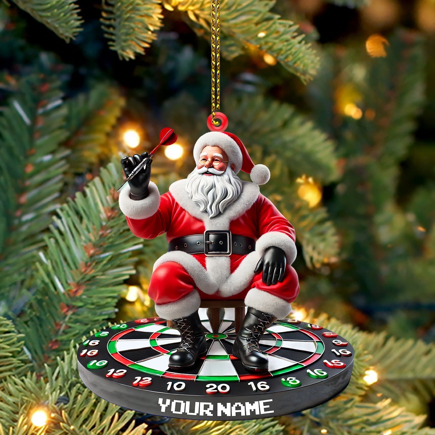 Blisscorners Santa Darts Christmas Ornament, Personalized Ornament2D Flat LM2211