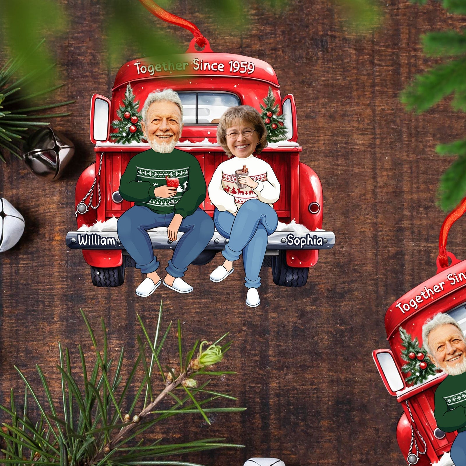 Blisscorners Custom Couple Christmas Ornament, Personalized Ornament2D Flat LM2211