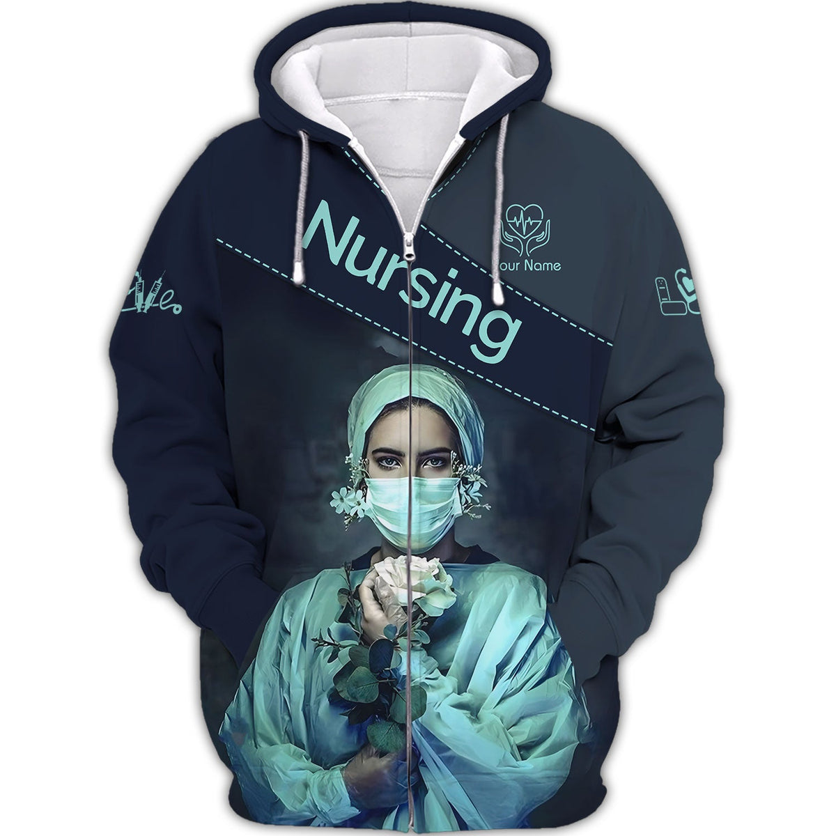 Blisscorners Personalized Nurse Shirt - Elegant Floral Elegance Meets Professional Pride