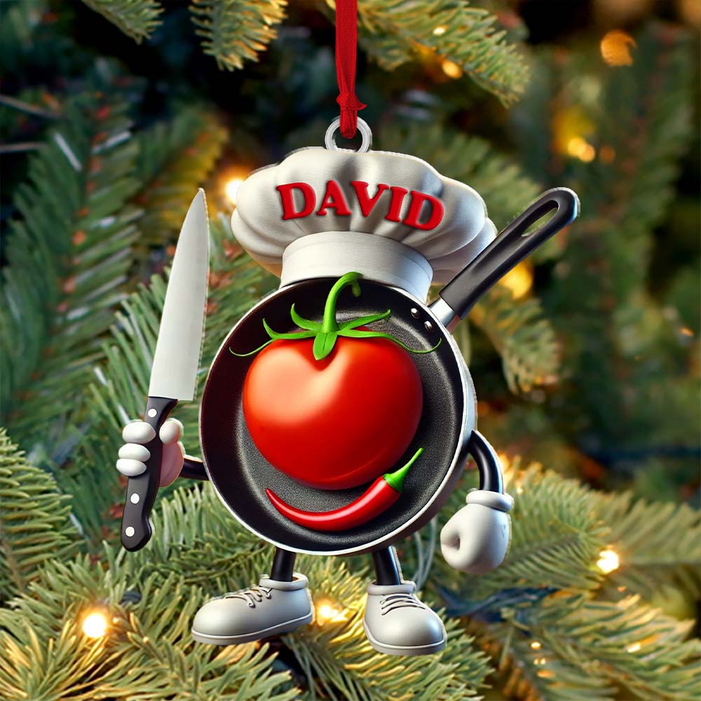 Blisscorners Custom Name Chef Ornament, Chef Christmas Gift2D Flat LM2211