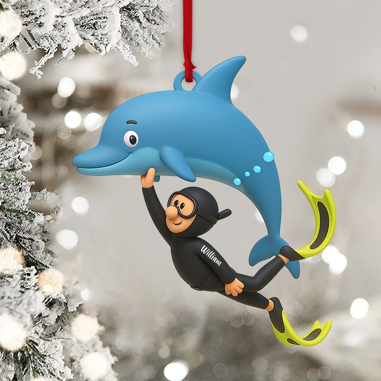 Blisscorners Dolphin Trainer Home Decor, Christmas Ornament, Personalized Ornaments2D Flat LM2111
