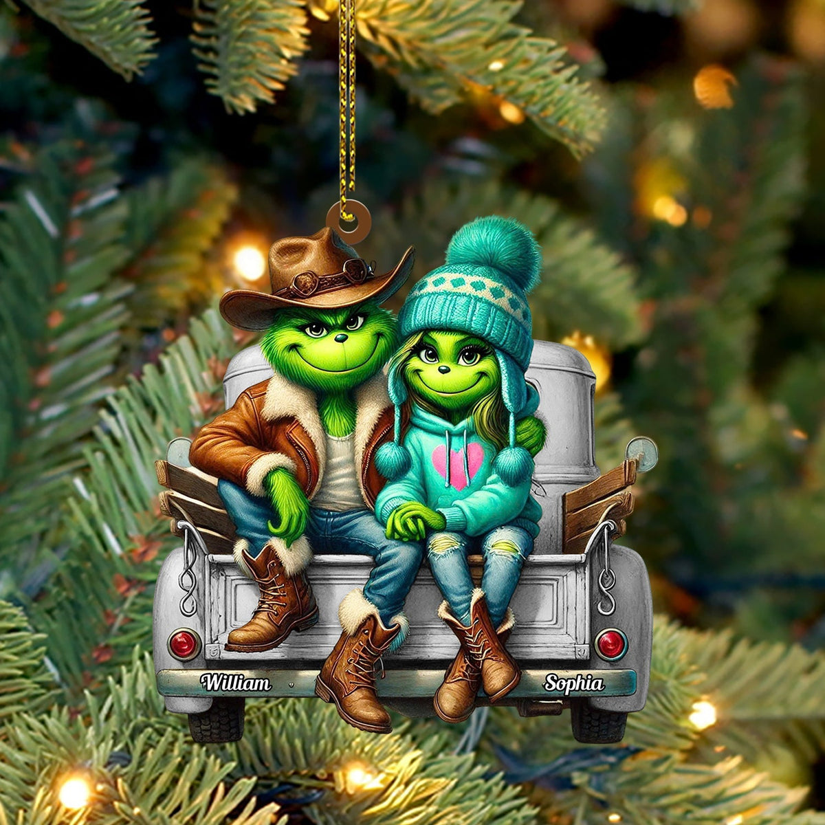 Blisscorners ELF Couple On Car Home Decor Christmas Ornament, Personalized Ornament2D Flat LM2211