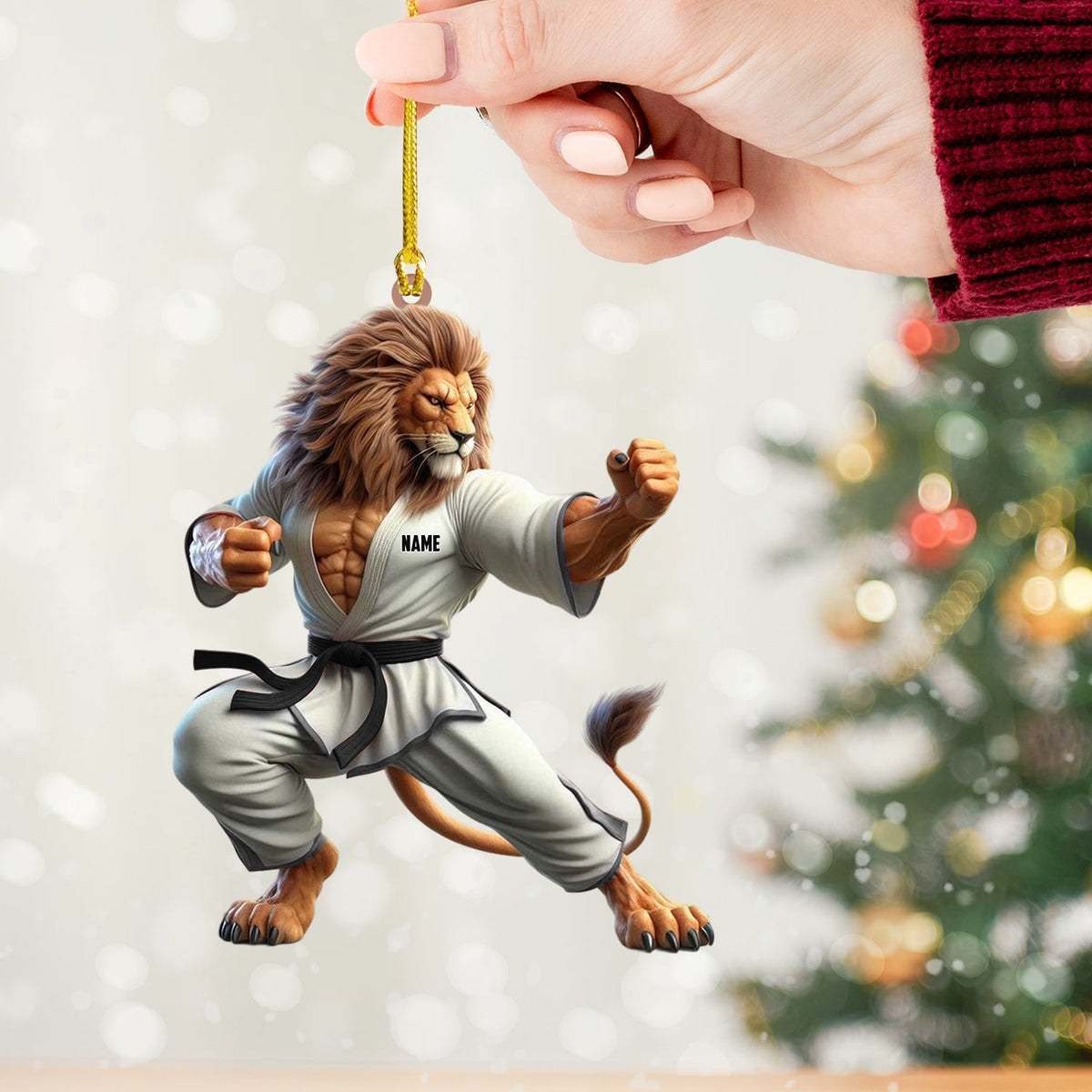 Blisscorners Lion Karate Christmas Ornament, Personalized Ornament2D Flat LM2211