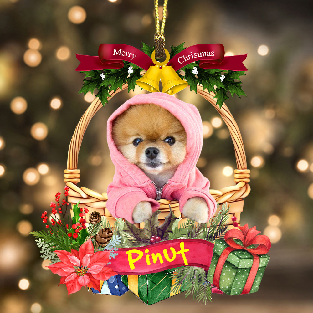 Blisscorners Merry Christmas Cute Pet Photo  - Custom Photo And Name, Personalized Acrylic Ornament - Gift For Pet Lover2D Flat LM2111