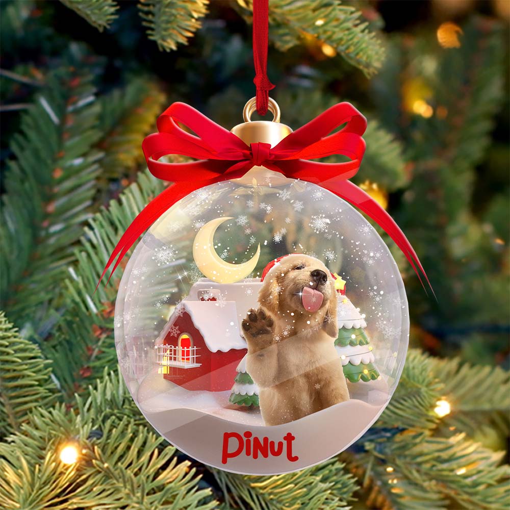 Blisscorners Christmas Pet In Ball - Custom Photo And Name, Personalized Acrylic Ornament - Gift For Christmas, Gift For Pet Lover2D Flat LM2111
