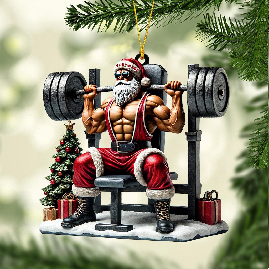 Blisscorners Santa Muscle Weightlifting Christmas Ornament, Personalized Ornament2D Flat LM2211
