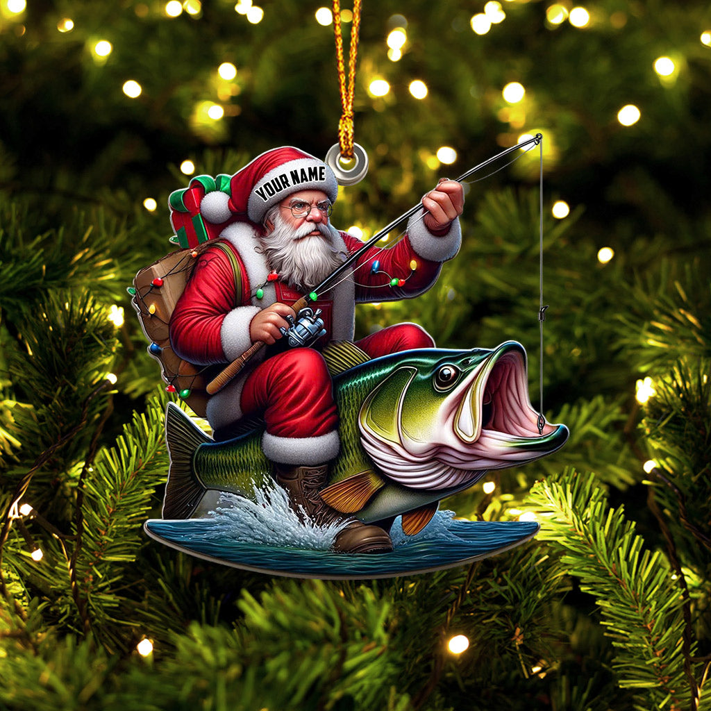 Blisscorners Fishing Santa Christmas Ornament, Personalized Ornament2D Flat LM2211