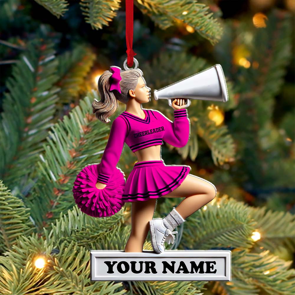 Blisscorners Custom Name Cheerleader Ornament, Cheerleader Christmas Gift2D Flat LM2211