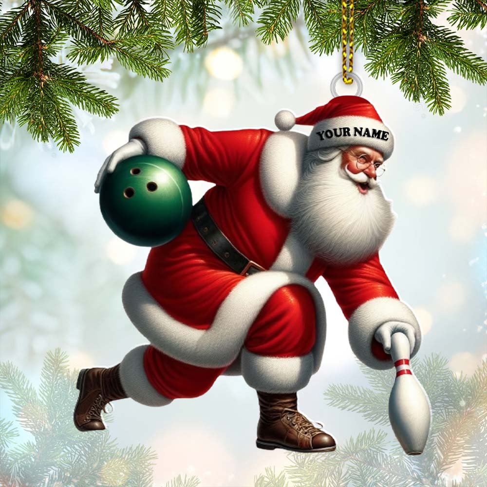 Blisscorners Custom Name Bowling Santa Ornament, Bowling Lover Christmas Gift2D Flat LM2211