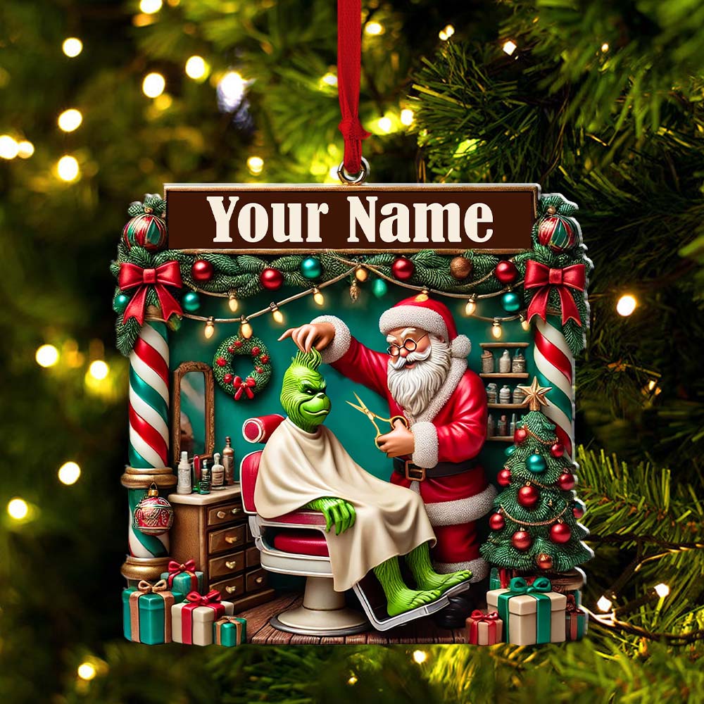 Blisscorners Custom Barber Santa Ornament, Personalized Ornament2D Flat LM2211