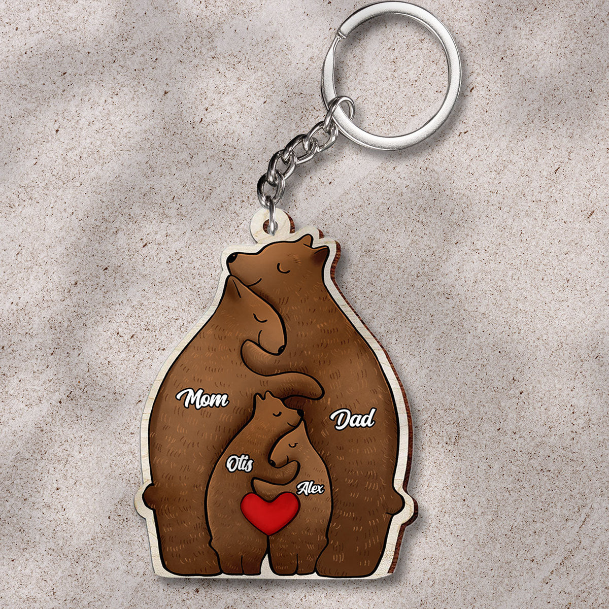 Blisscorners Christmas Bear Family, Custom Name - Personalized Keychain - Gift For Family, Christmas Gift2D Flat LM2211
