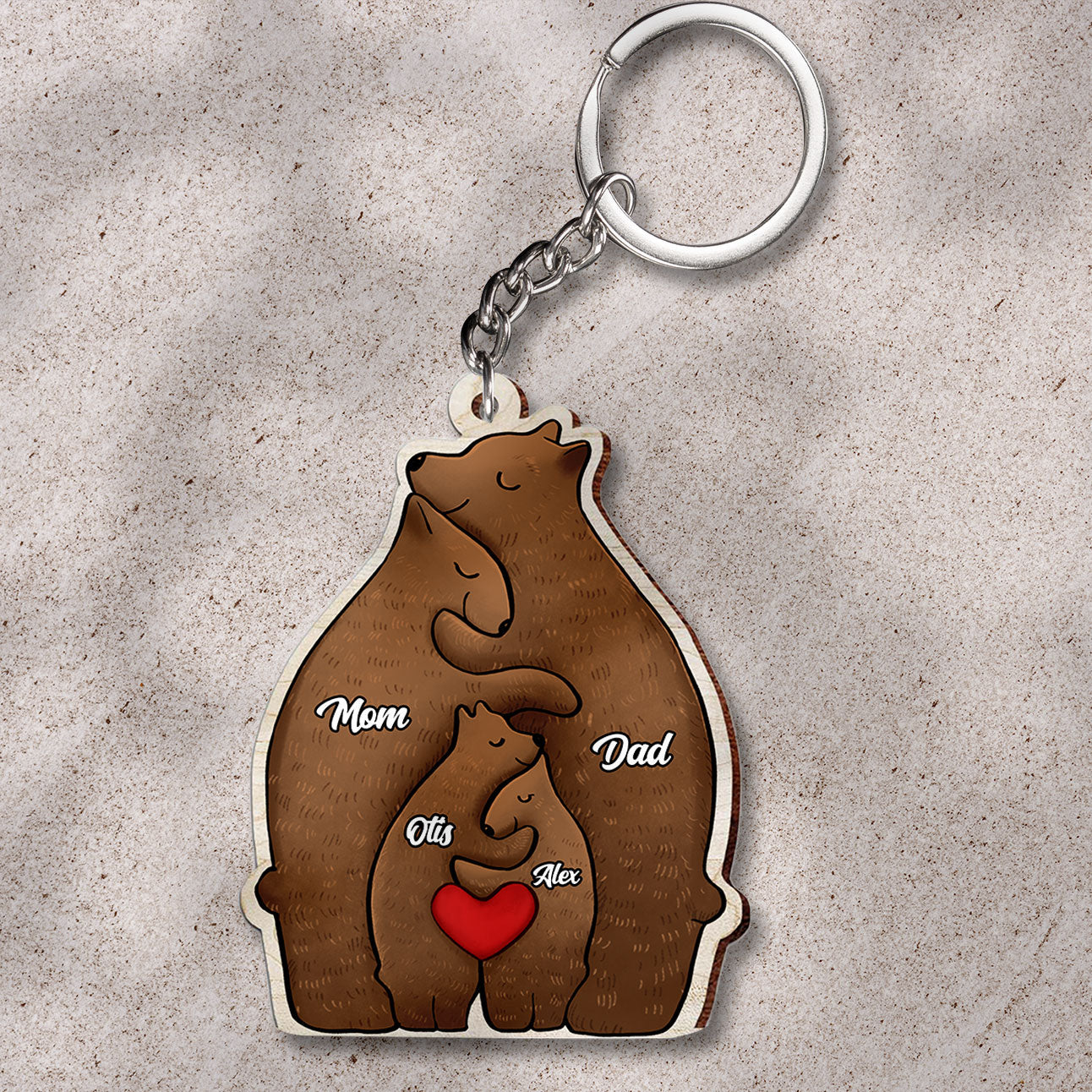 Blisscorners Christmas Bear Family, Custom Name - Personalized Keychain - Gift For Family, Christmas Gift2D Flat LM2211