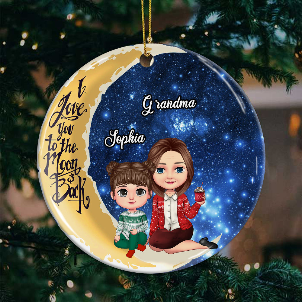 Blisscorners Personalized Ceramic Ornament - Personalized Christmas Keepsake - Kid & Grandma's Love Eternalized, Family Gift2D Flat LM2111