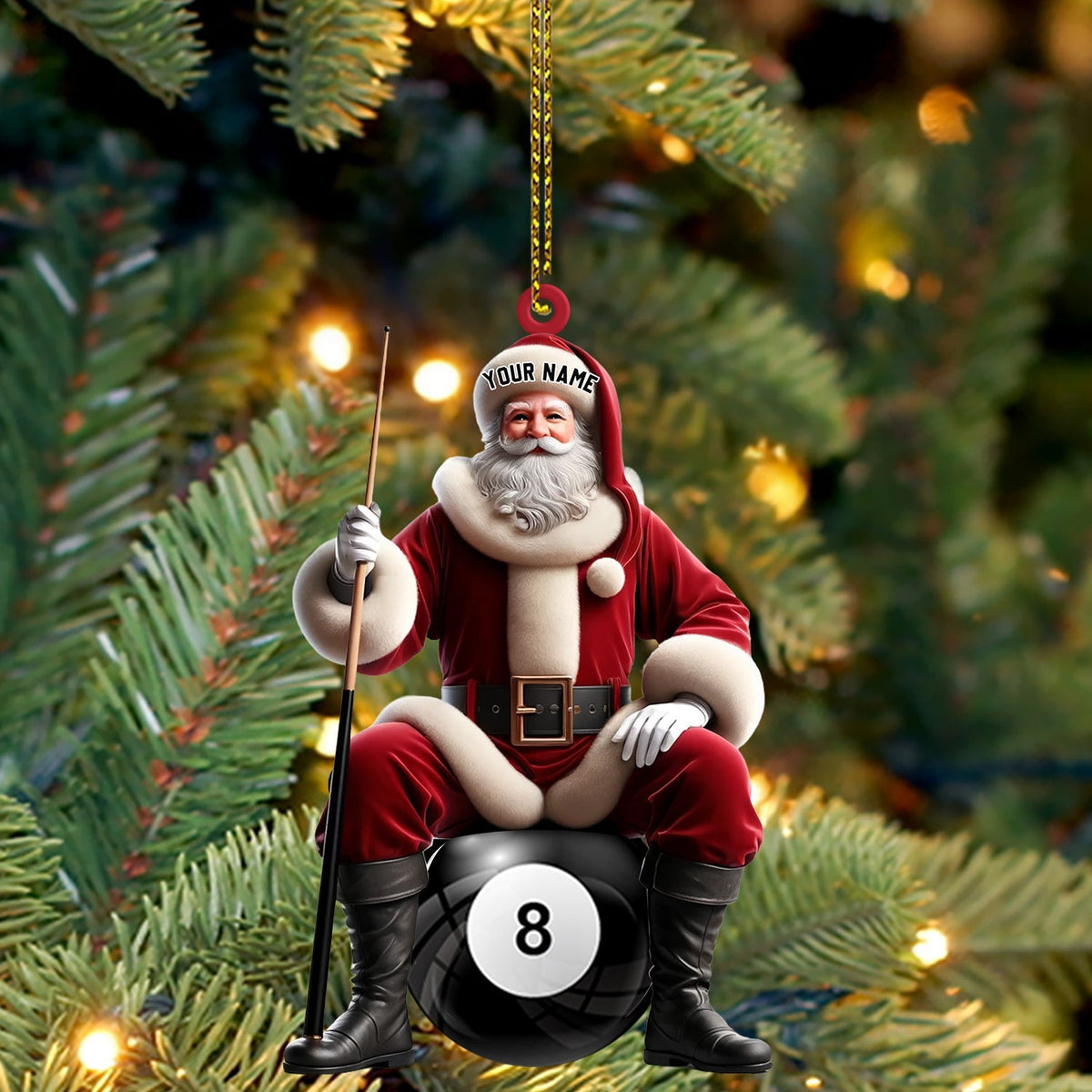 Blisscorners Billiard Santa Christmas Ornament, Personalized Ornament42D Flat LM2211