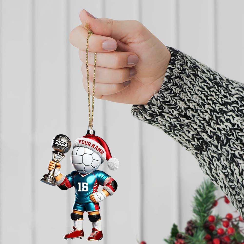 Blisscorners Custom Name, Number and Year Handball Champion Ornament, Christmas Gift for Handball Lover2D Flat LM2111