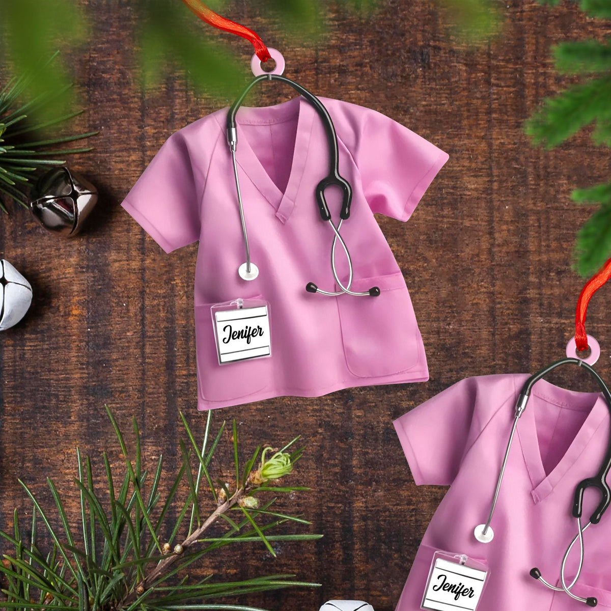 Blisscorners Custom Ornament, Nurse Shirt Shape Ornament, Christmas Decor2D Flat LM2211