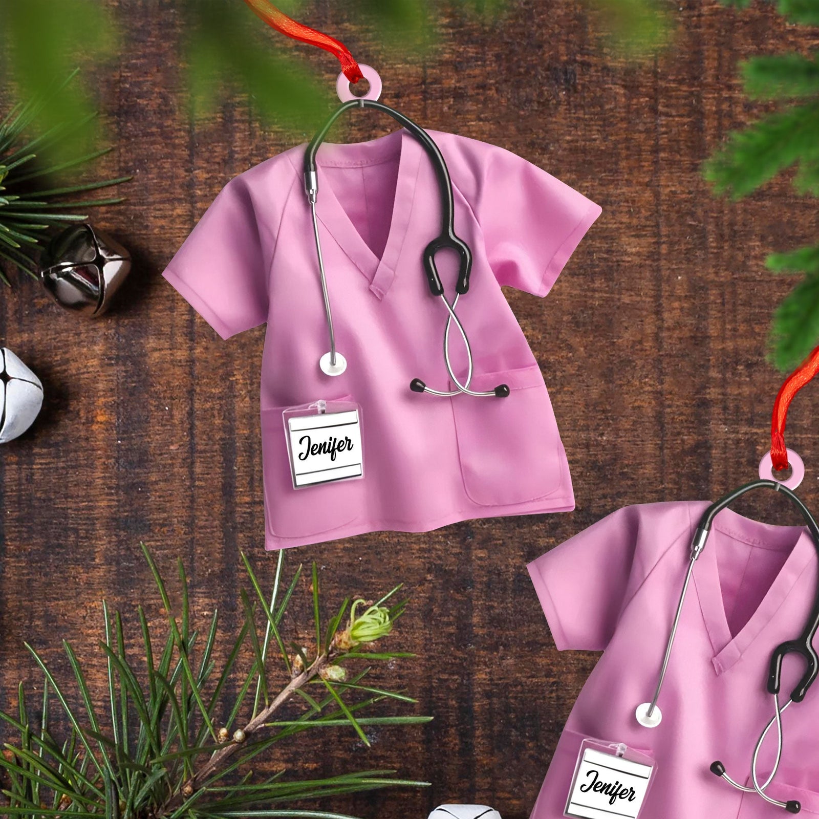 Blisscorners Custom Ornament, Nurse Shirt Shape Ornament, Christmas Decor2D Flat LM2211