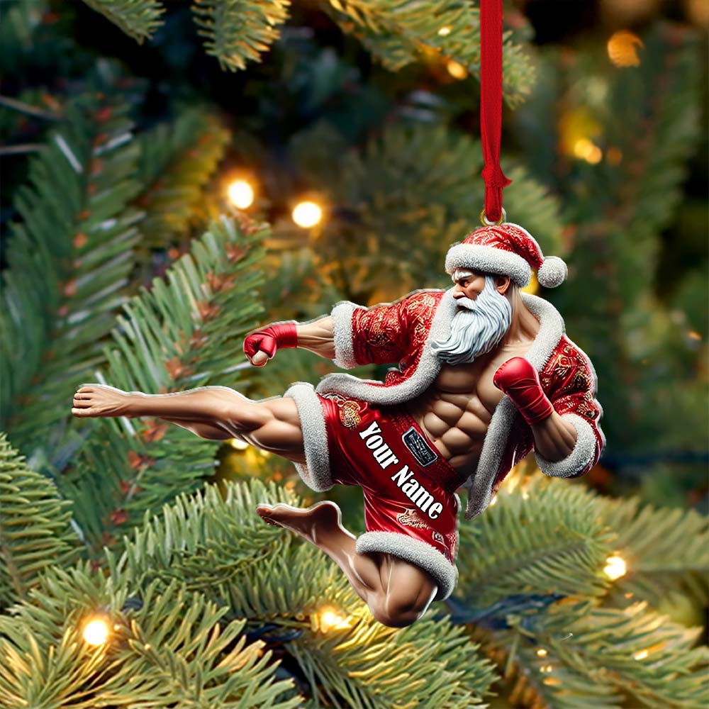 Blisscorners Custom Name Muay Thai Ornament, Christmas Gift for Muay Thai Lovers2D Flat LM2111