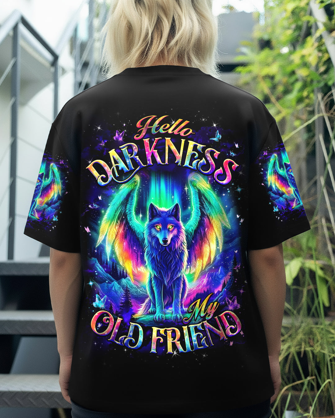 BLISSCORNERS HELLO DARKNESS MY OLD FRIEND WOLF ALL OVER PRINT
