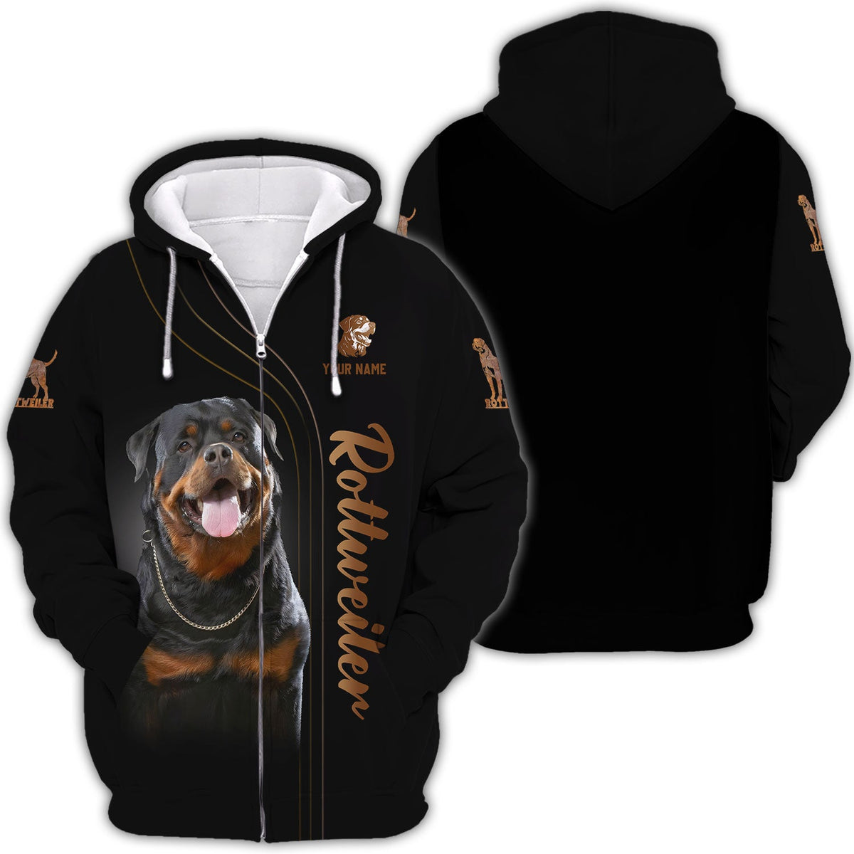Blisscorners 3D Full Print Rottweiler Dog T-Shirts Personalized Name Gift For Dogs Lovers