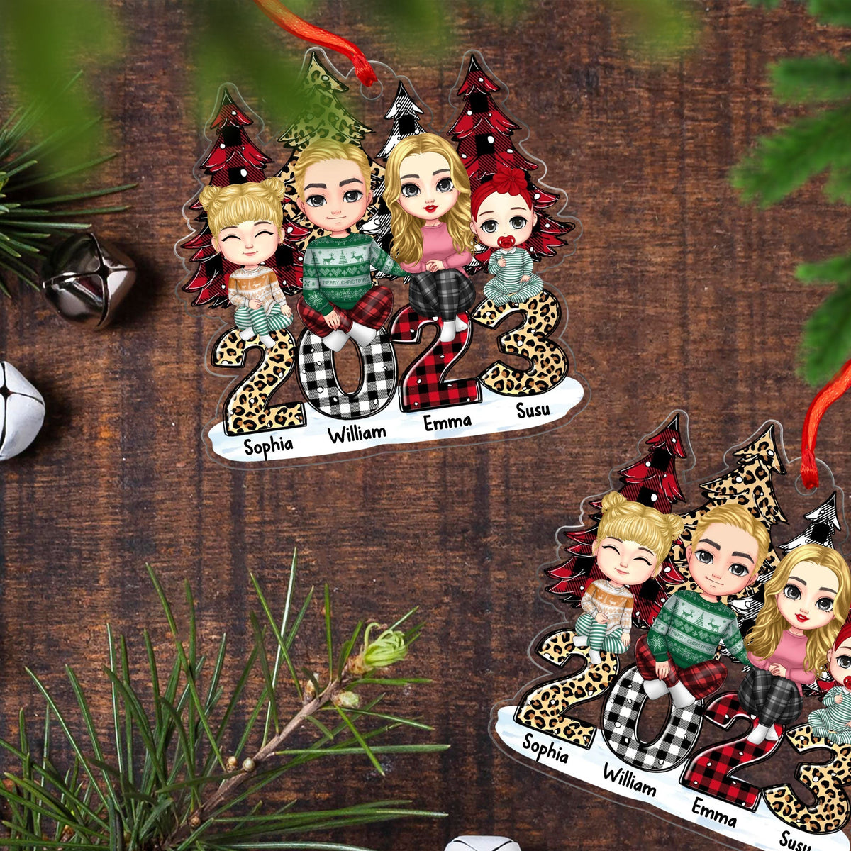 Blisscorners Merry Christmas Family Member - Personalized Acrylic Ornament - Gift For Family, Xmas Gift2D Flat LM2111