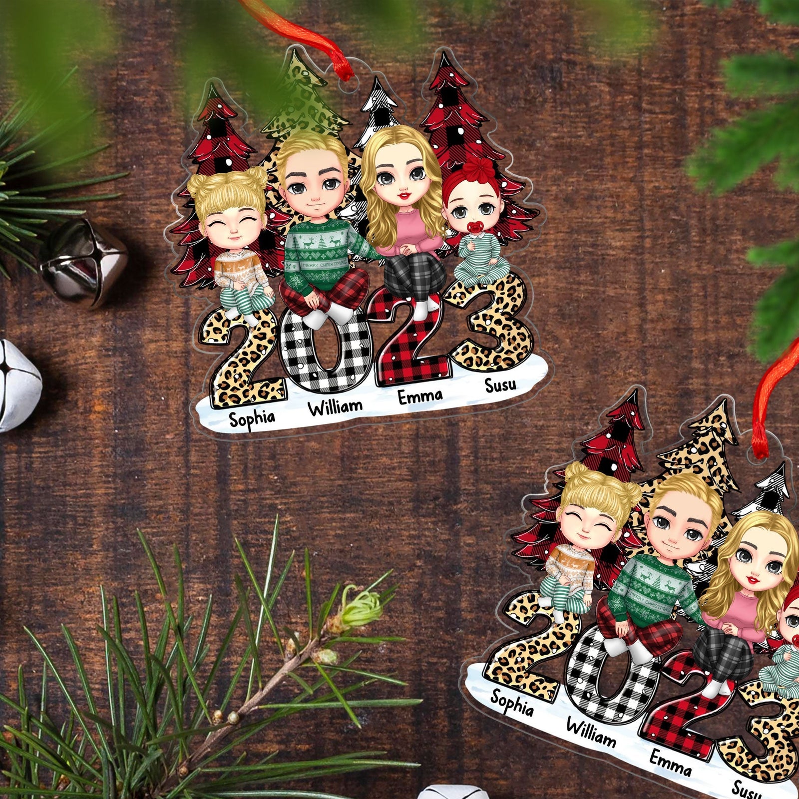 Blisscorners Merry Christmas Family Member - Personalized Acrylic Ornament - Gift For Family, Xmas Gift2D Flat LM2111
