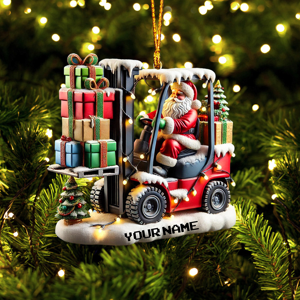 Blisscorners Forklift Santa Christmas Ornament, Personalized Ornament2D Flat LM2211
