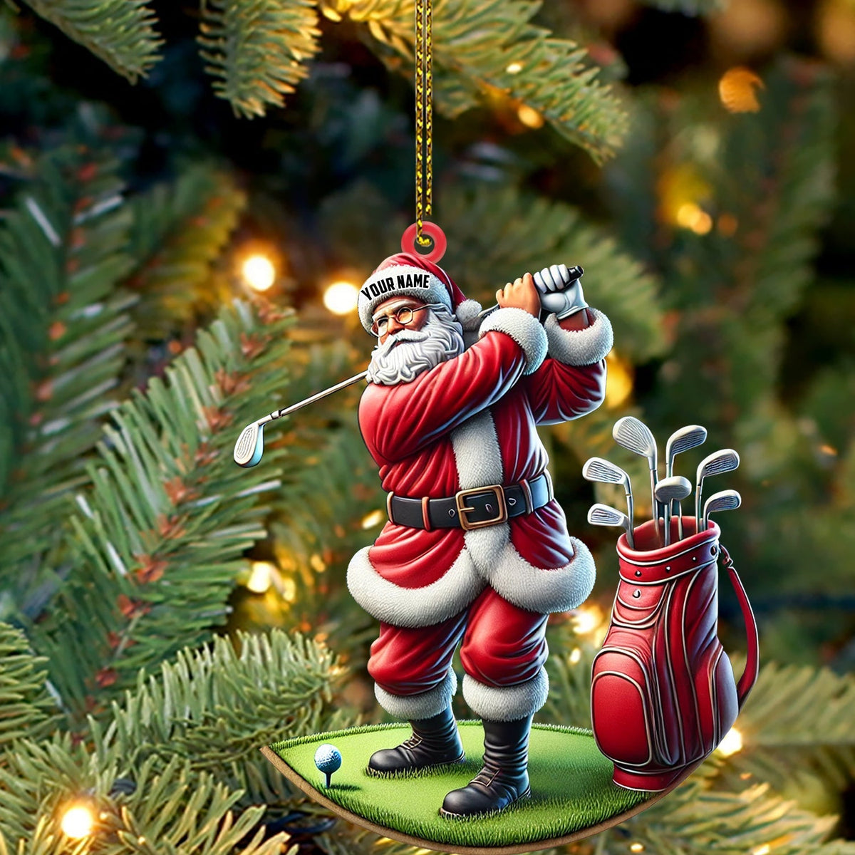 Blisscorners Santa Golf Christmas Ornament, Personalized Ornament2D Flat LM2211