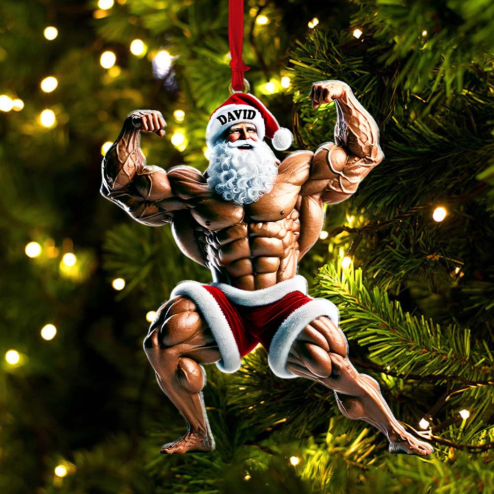Blisscorners Santa Bodybuilder Christmas Ornament, Personalized Ornament2D Flat LM2211