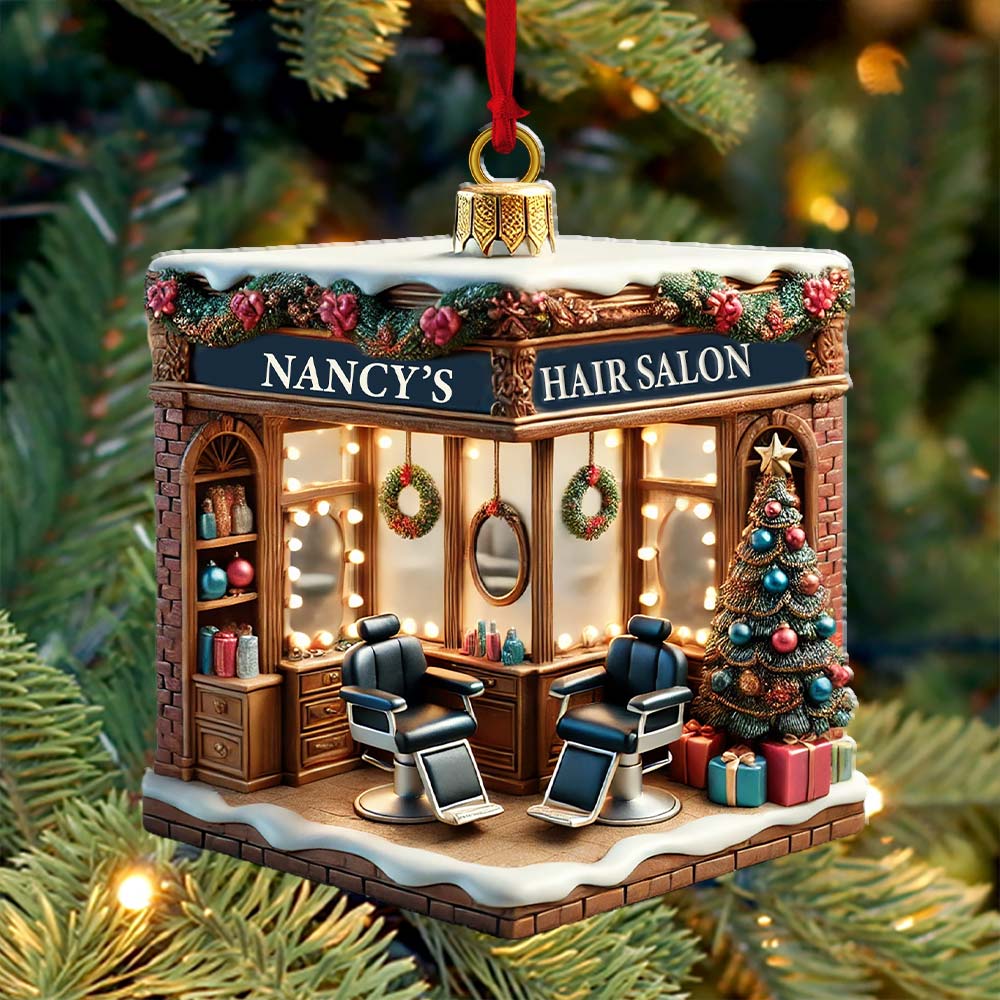 Blisscorners Hair Salon Ornament, Personalized Ornament2D Flat LM2211