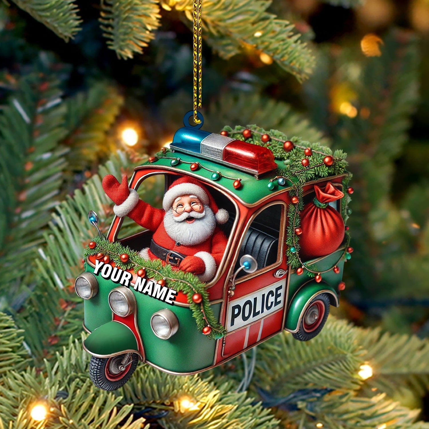 Blisscorners Police Santa Home Decor Christmas Ornament, Personalized Ornament2D Flat LM2211
