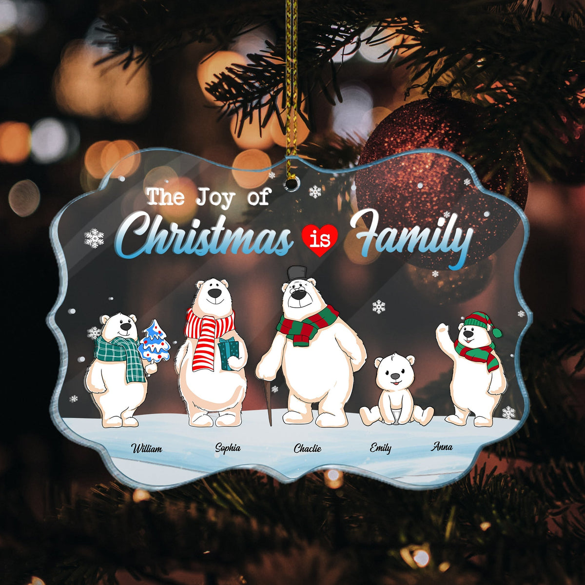 Blisscorners The Joy Of Christmas Is Family - Custom Appearances And Names Christmas Gift - Personalized Acrylic Ornament2D Flat LM2111