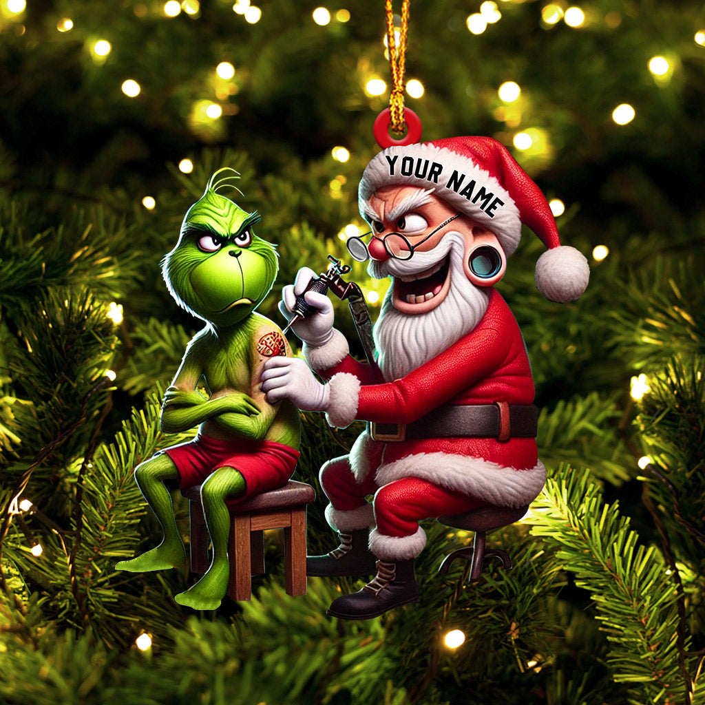 Blisscorners Santa Tattoo Artist Christmas Ornament, Personalized Ornament2D Flat LM2211