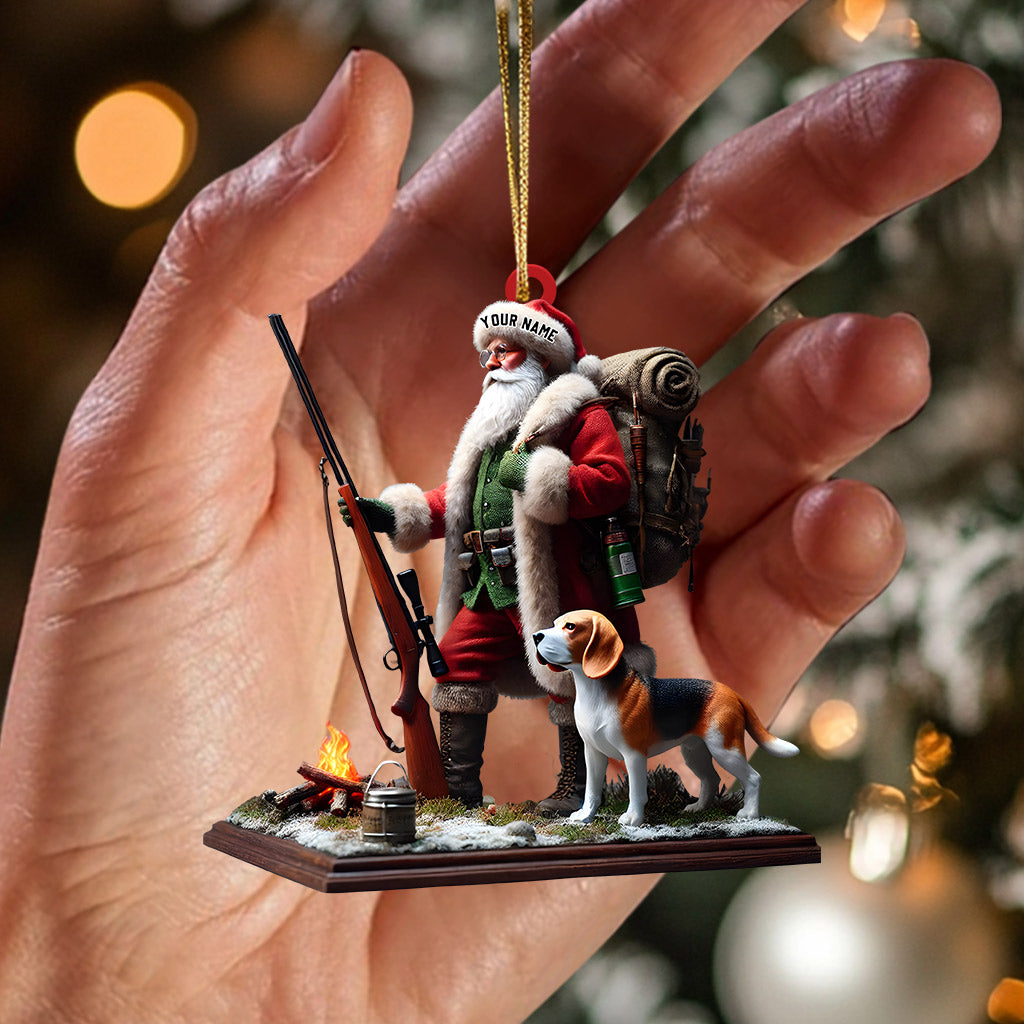 Blisscorners Santa And Dog Christmas Ornament, Personalized Ornament2D Flat LM2211