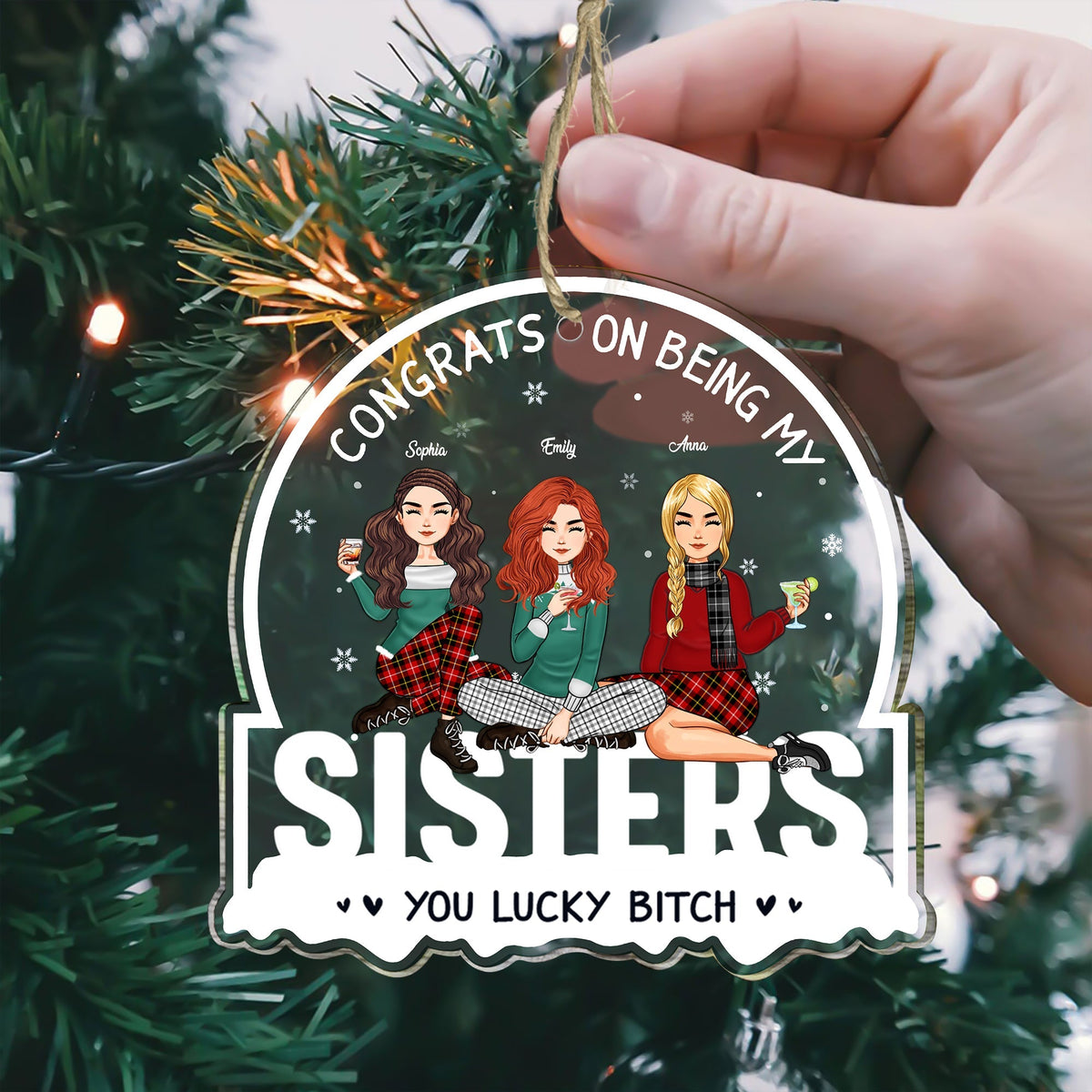 Blisscorners Congrats On Being My Family - Custom Appearances, Title And Names Christmas Gift - Personalized Acrylic Ornament2D Flat LM2111