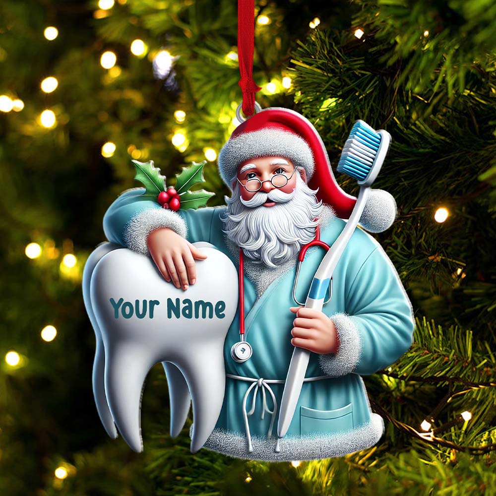 Blisscorners Santa Dentist Ornament, Personalized Ornament2D Flat LM2211