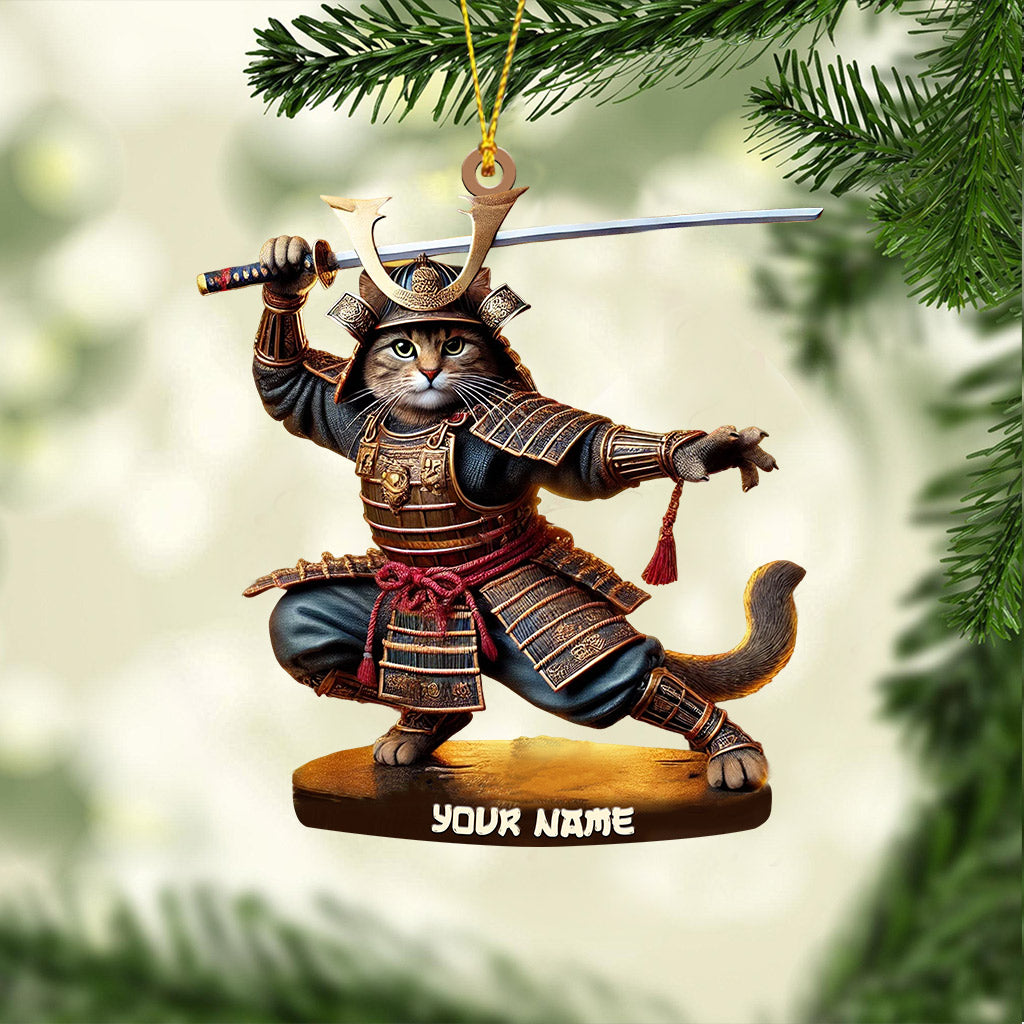 Blisscorners Samurai Cat Christmas Home Decor Christmas Ornament, Personalized Ornament2D Flat LM2211