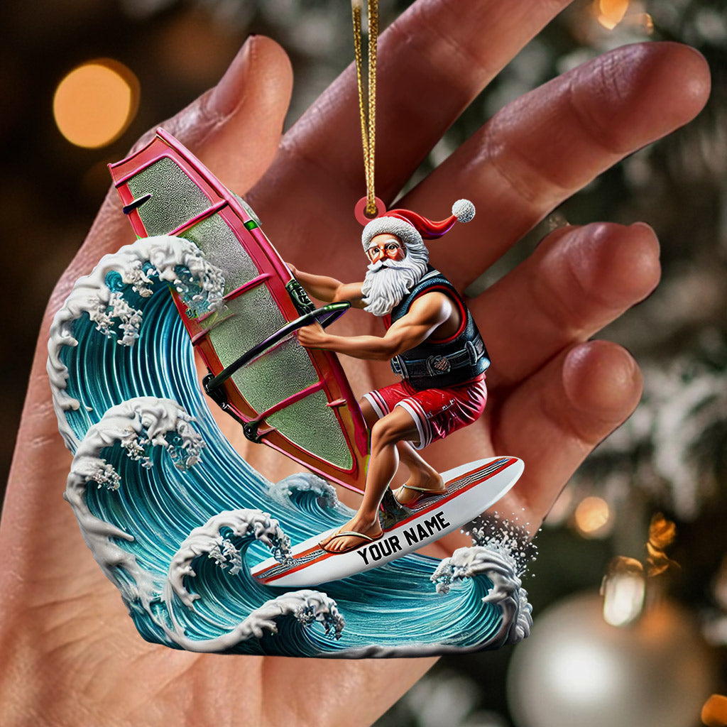 Blisscorners Surfing Santa Christmas Ornament, Personalized Ornament2D Flat LM2211
