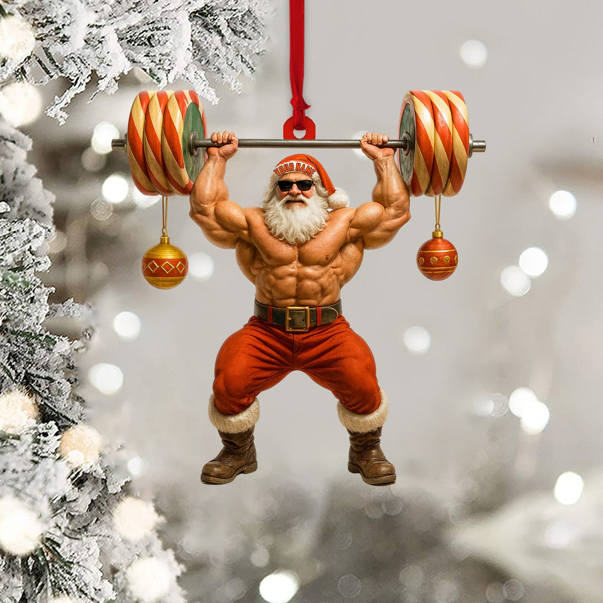 Blisscorners Weightlifting Santa, Home Decor, Christmas Ornament2D Flat LM2111