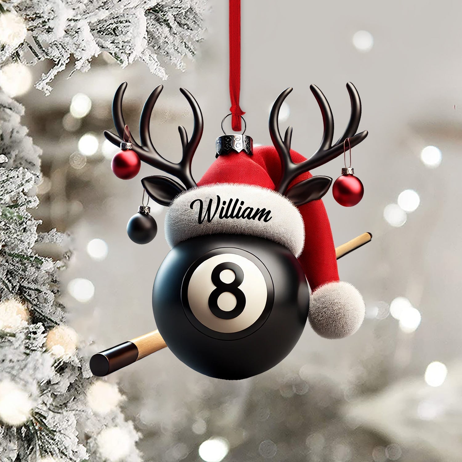 Blisscorners Billiard Ball Christmas Ornament, Personalized Ornament2D Flat LM2211