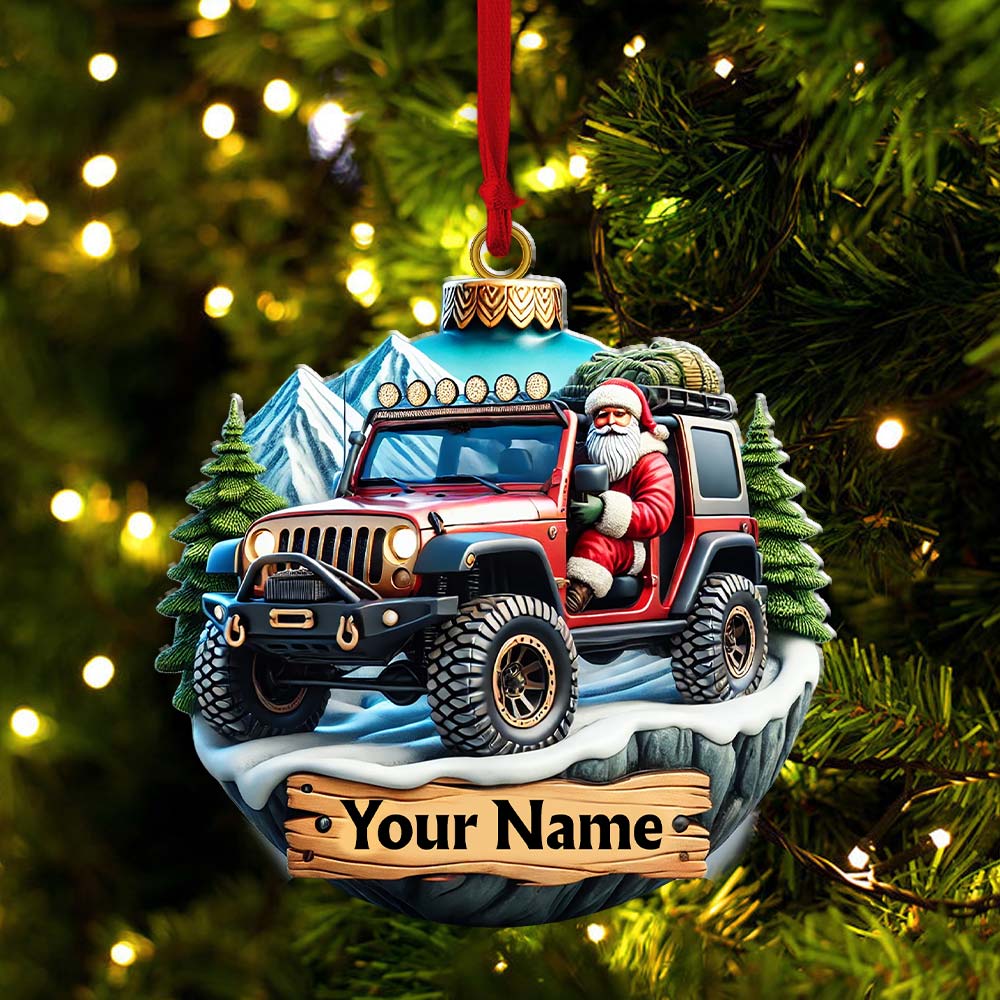 Blisscorners Custom Name Santa Ride Ornament, Santa Christmas Gift2D Flat LM2111