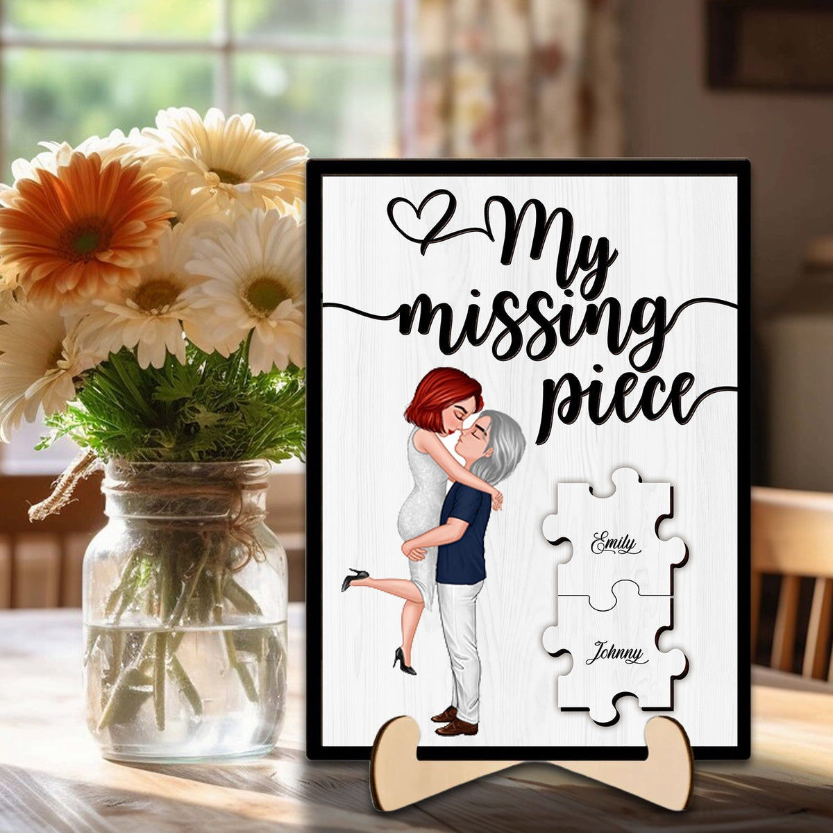 Blisscorners My Missing Piece Valentine‘s Day Gift For Her Gift For Him Personalized 2-Layer Wooden Plaque2D Flat LM2111