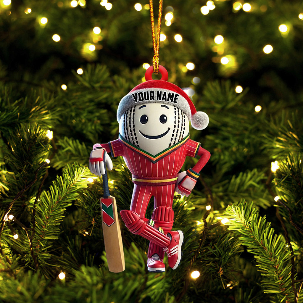 Blisscorners Cricket Ball Player Christmas Ornament, Personalized Ornament2D Flat LM2211