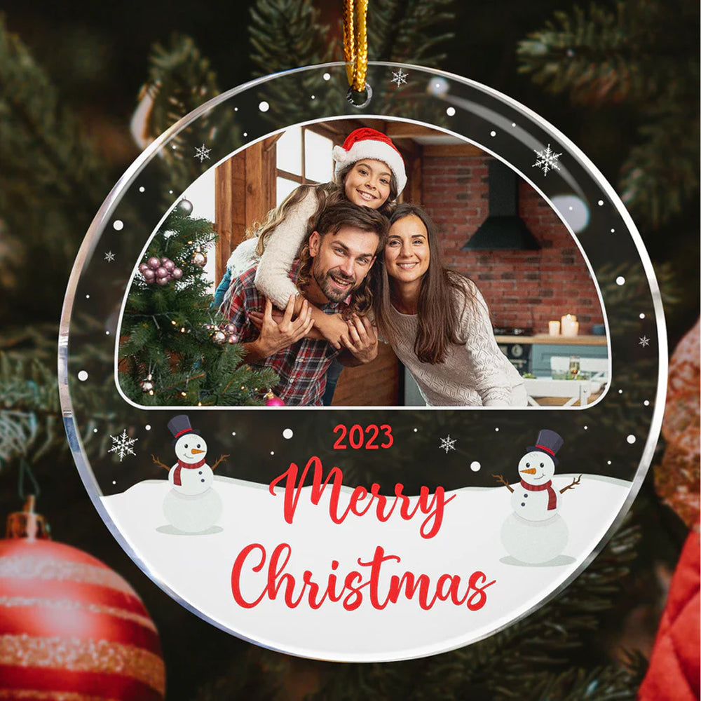 Blisscorners Merry Christmas Family Photo - Custom Photo, Personalized Acrylic Ornament - Gift For Christmas2D Flat LM2111