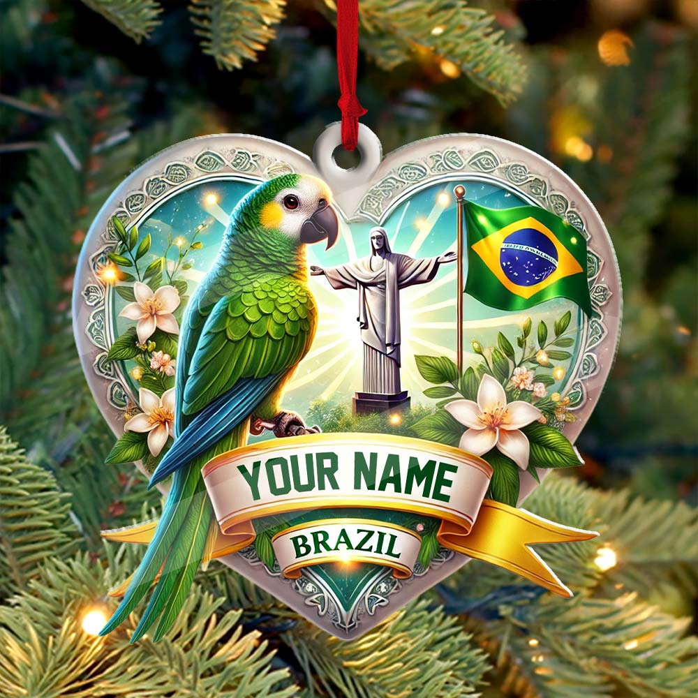 Blisscorners Custom Name Brazil Ornament, Christmas Gift for Brazil Lover2D Flat LM2211