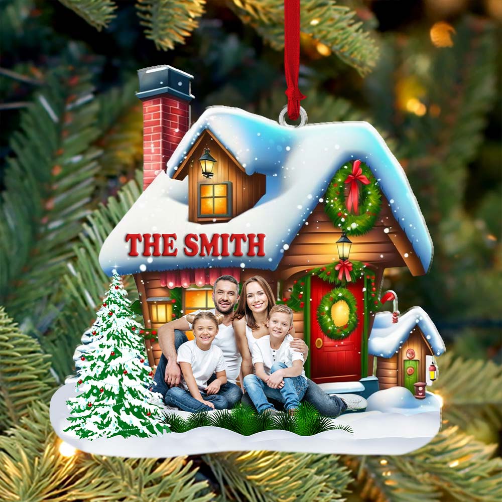 Blisscorners Custom Name and Photo Family Ornament, Family Christmas Decoration2D Flat LM2211