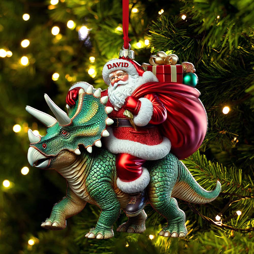 Blisscorners Custom Name Dragon Santa Ornament, Dinosaur Ornament, Dragon Lover Christmas Gift2D Flat LM2111