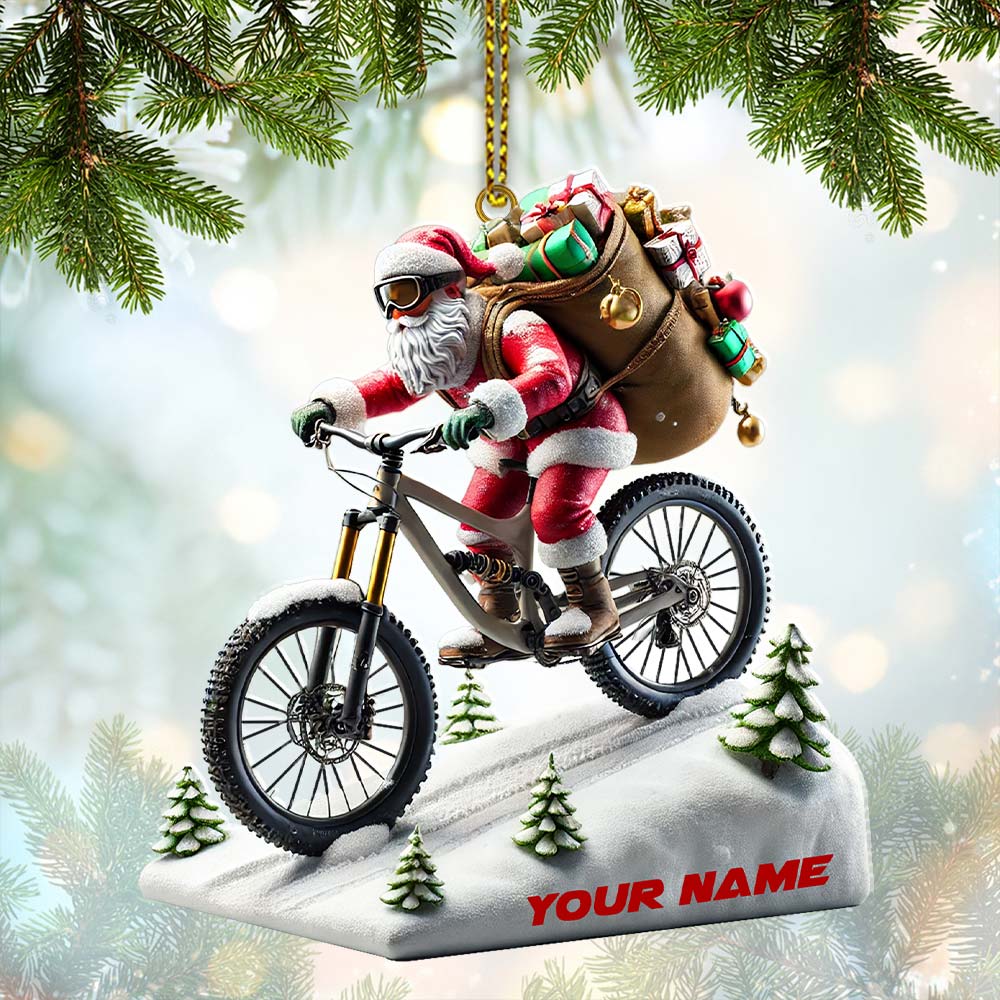 Blisscorners Santa Bike Ornament, Personalized Ornament2D Flat LM2211