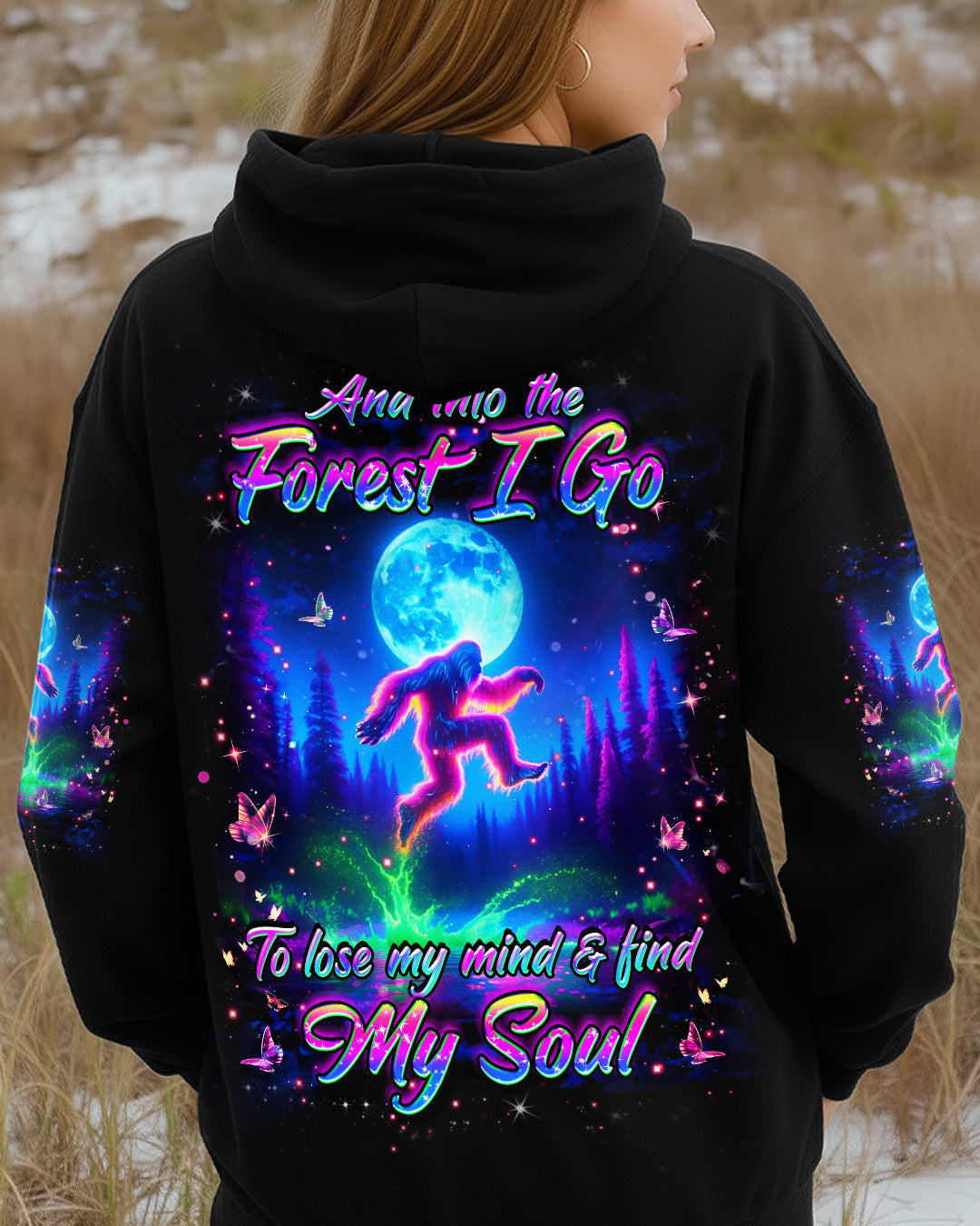 BLISSCORNERS AND INTO THE FOREST I GO BIGFOOT ALL OVER PRINT